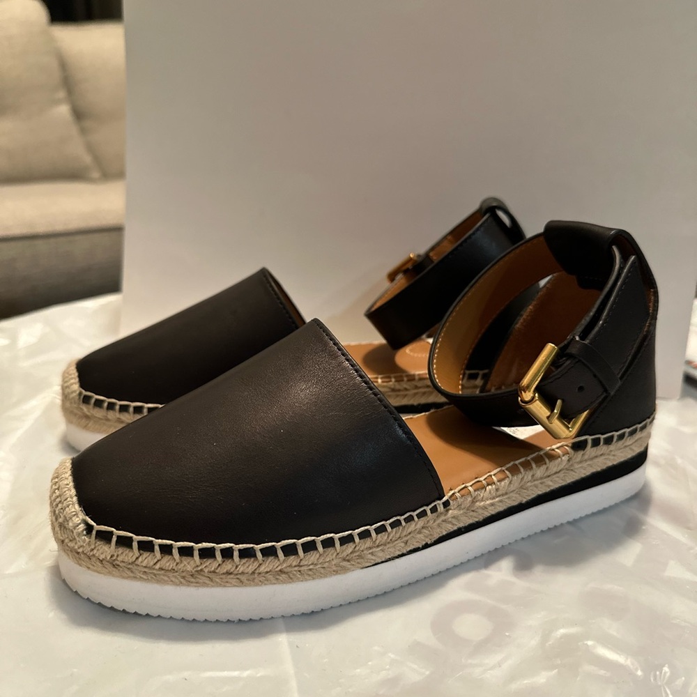 See by Chloe Black Leather Espadrille